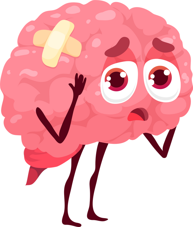 Brain sick body organ character sad vector cranium